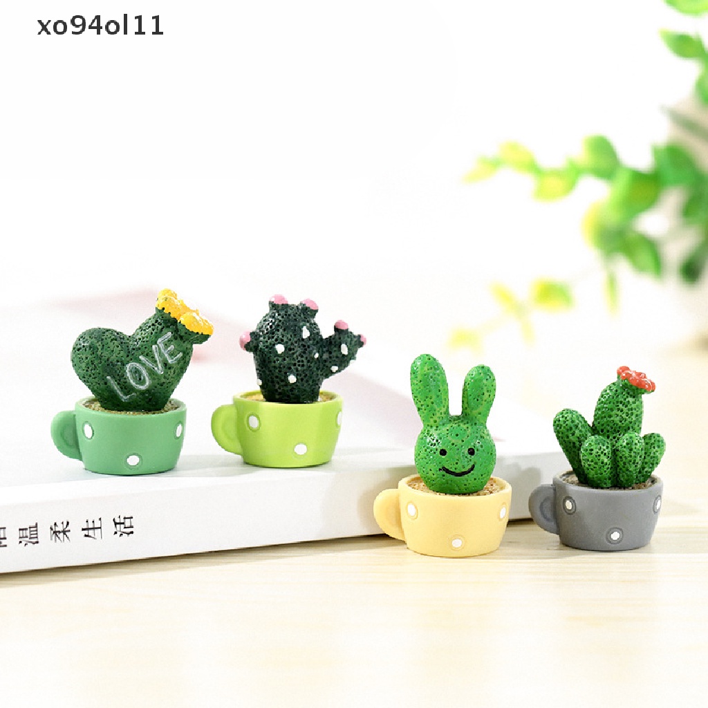 Xo Tanaman Kaktus Mini Berdaging Buatan Micro Landscape Decor Patung Miniatur OL