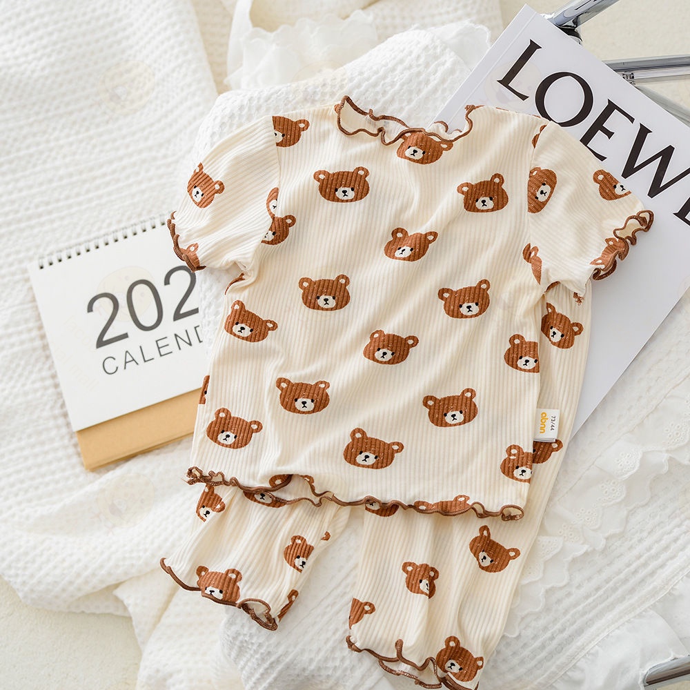 Lacoo Piyama anak set Baju tidur setelan anak pendek Piyama anak Pajamas anak set korea