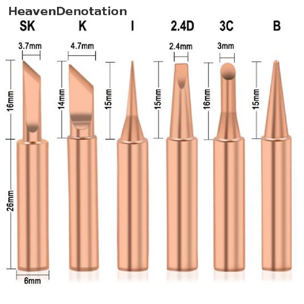 [HeavenDenotation] 5/6pcs Tembaga Murni 900M-T Solder Ujung Besi Bebas Timah Solder Tip Las Kepala  Hdv