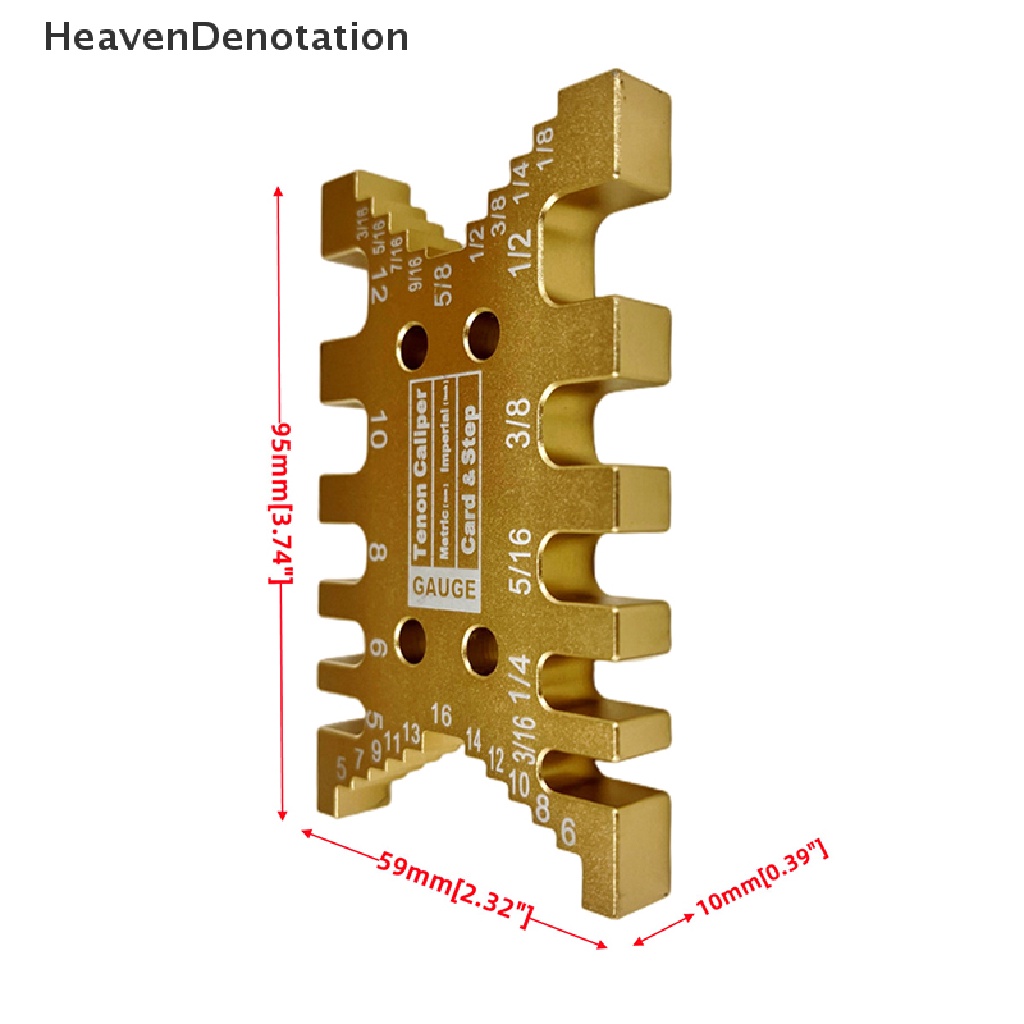 [HeavenDenotation] Woodworking Tenon Caliper Pengukur Penggaris Presisi Tinggi Metric Imperial Card HDV