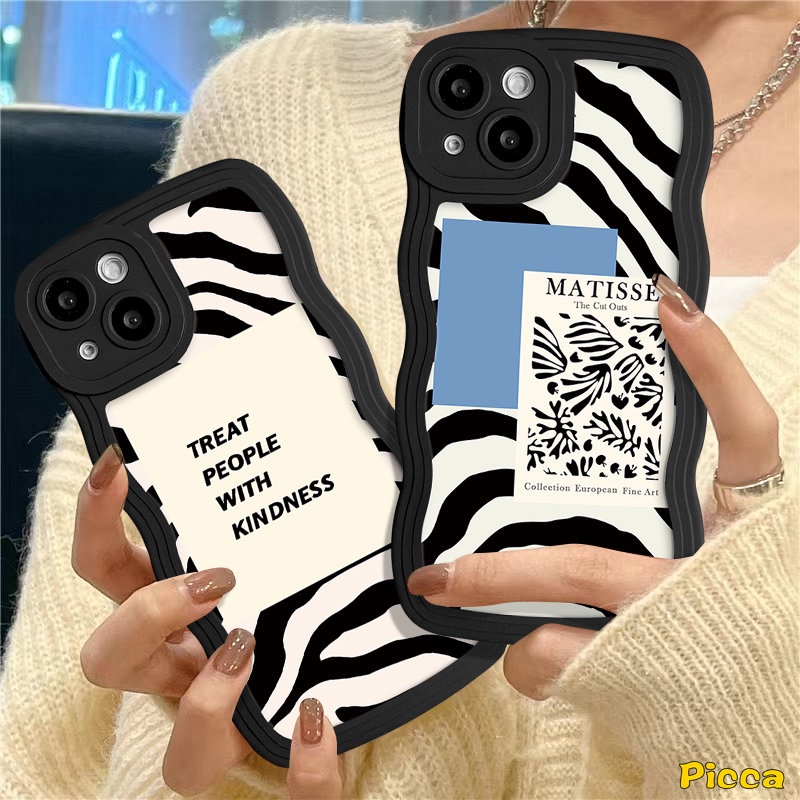 Redmi Note10 10s 8 11 9 9s 11Pro 11s 10Pro Max Redmi 12C 10C 9A 9 10 9C A1 9T 10A A1+POCO M3 X3 NFC Pro Mi 11T Pro Art Garis Tidak Teratur Motif Zebra Soft Cover