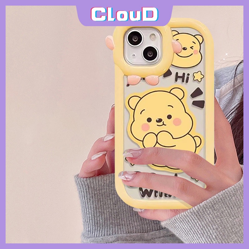 Realme C35 C33 C21 C25s C25Y C31 C12 C30 C15 C11 C20 C21Y 9 Pro+7i 9i 5 8 9 7 5s 8Pro 5i 6i C25 C17 C3 Ikatan Simpul 3D Lucu Lensa Monster Kecil Kartun Winnie the Pooh Bear Sarung Soft Case