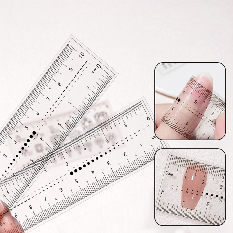 Siy 5buah Penggaris Pengukur Kuku Transparan Nail Art Rulers DIY Alat Ukur Kuku