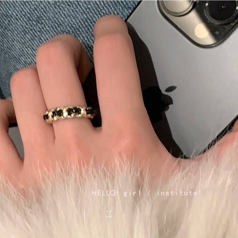 French Zircon Pearl Open Ring Edisi Korea Cincin Jari Telunjuk Rasa Canggih
