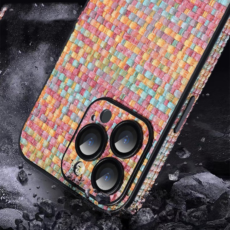 IPHONE Desain Kreatif Dan Motif Tenun Dari Film Lensa Bawaan Casing Ponsel Iphone11 12 13 14 Pro Max14 Plus Case Cover