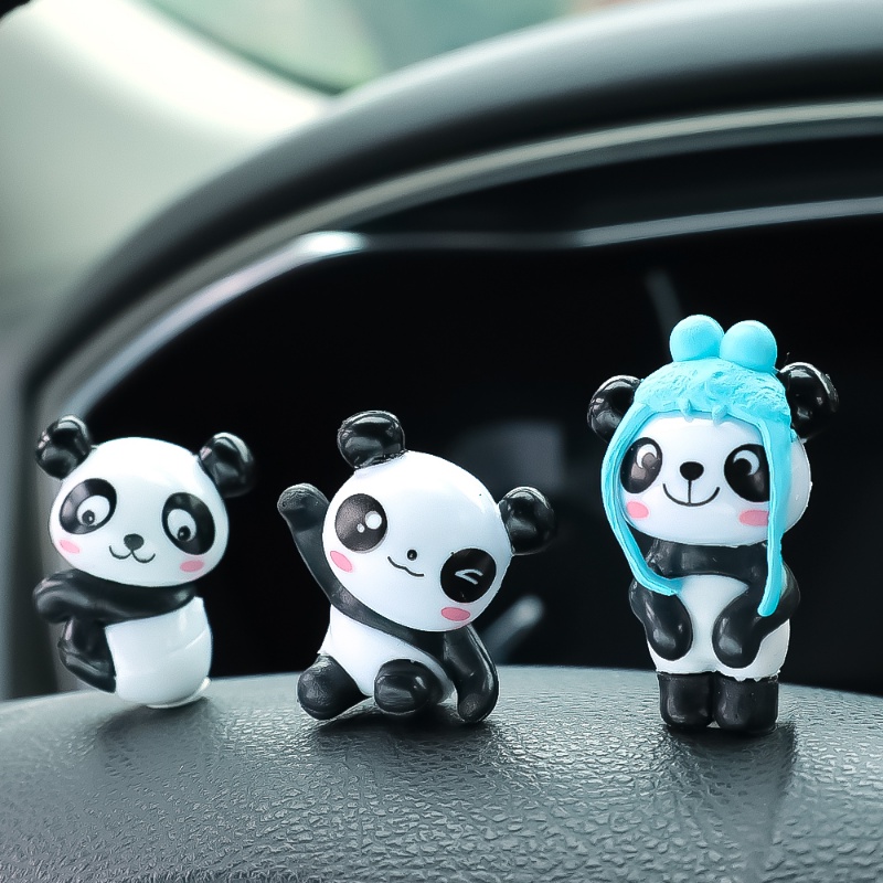 1pc Random Lucu Panda Konsol Tengah Mobil Spion Dashboard Dekorasi DIY Kartun Ornamen Aksesoris Interior Mobil