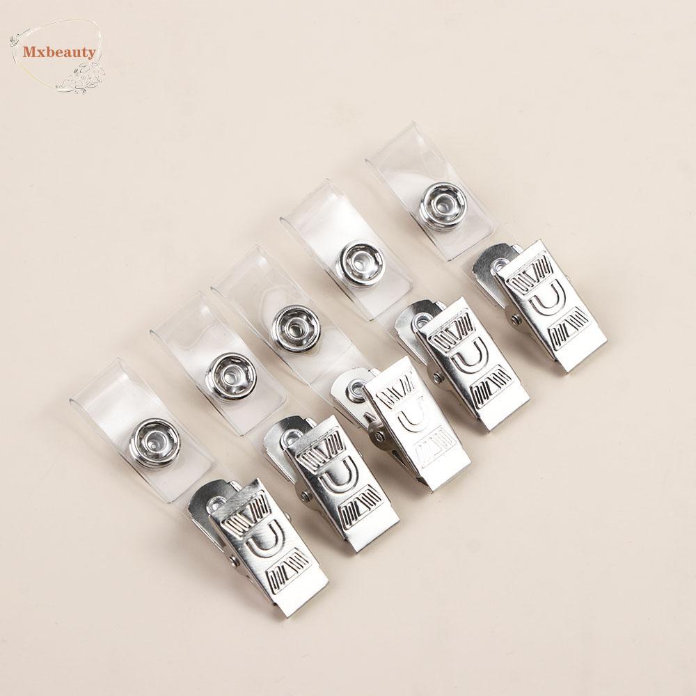 Mxbeauty Klip Gulungan Lencana Kantor Pemegang Lencana Aksesoris Name Tag Stainless steel Kunci Card Holder Lanyard Klip Klip ID Card