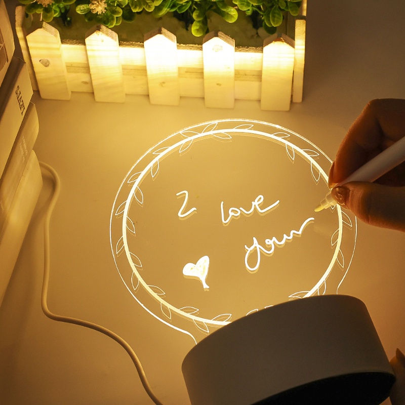1set Papan Nota Kreatif Lampu Malam LED Ditulis Ulang Papan Pesan Dengan Pena Hangat USB Hemat Energi Lampu Malam Dekorasi Rumah