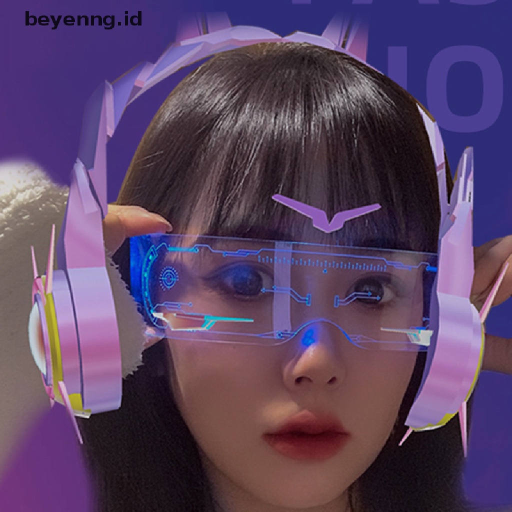 Beyen Kacamata Bercahaya LED Vintage Punk Kacamata Pria Wanita Fashion Pesta Natal Warna-Warni Menyala Kacamata Shades ID