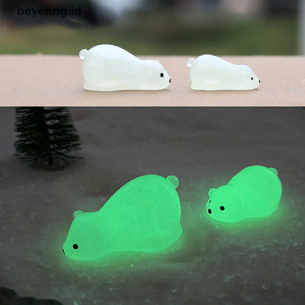 Beyen 1Pc Luminous Polar Bear Micro Ornamen Miniatur Pot Dekorasi Landscape ID