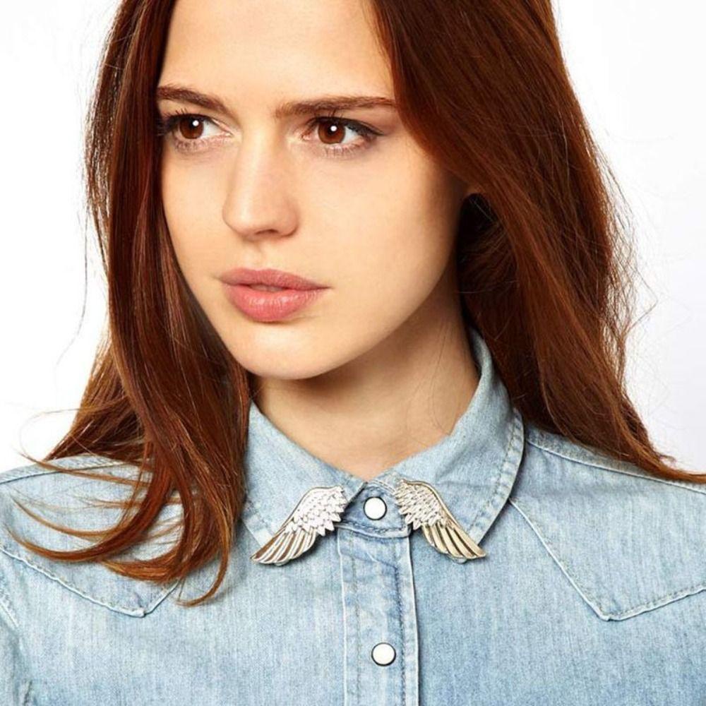 Mxbeauty Paduan Sayap Lencana Perak Emas Pasangan Kerah Aksesoris Cufflink Aksesoris Metal Punk Kerah Jarum