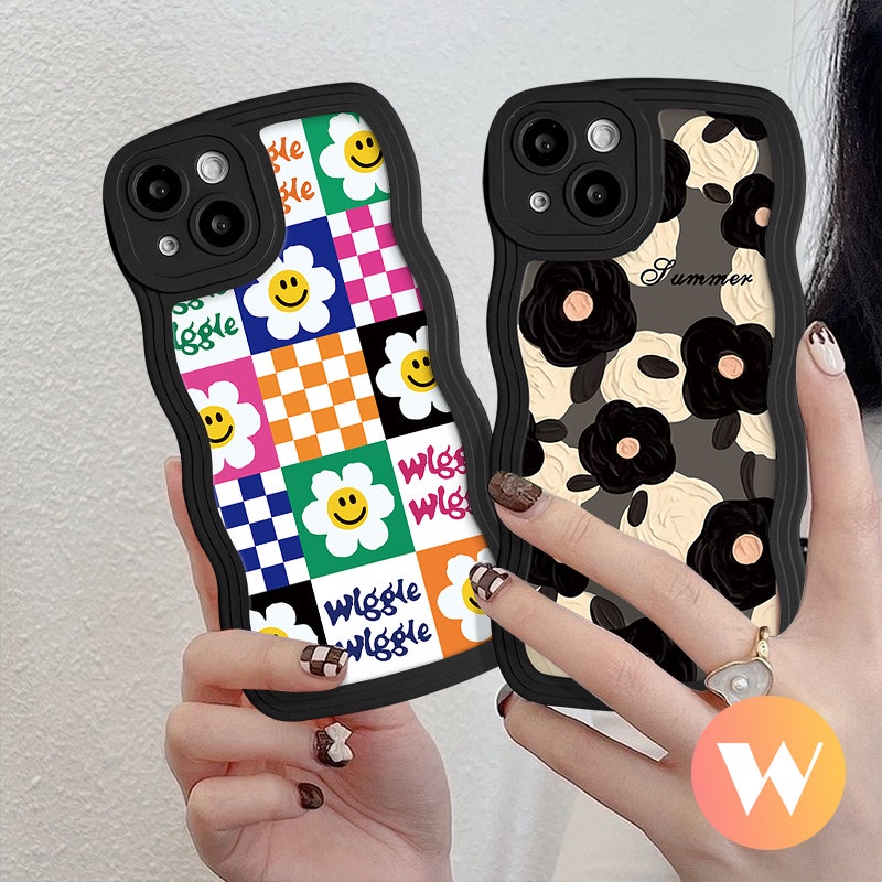 Fashion Art Flower Case Redmi 12C A1 10 9C NFC 9a1+10C 10A 9T 9A Redmi Note 10s 9 8 10 Pro Max 11s 11 9s POCO X3 NFC Pro M3 Mi 11T Pro Checkerboard Smile Sunflower Soft Cover