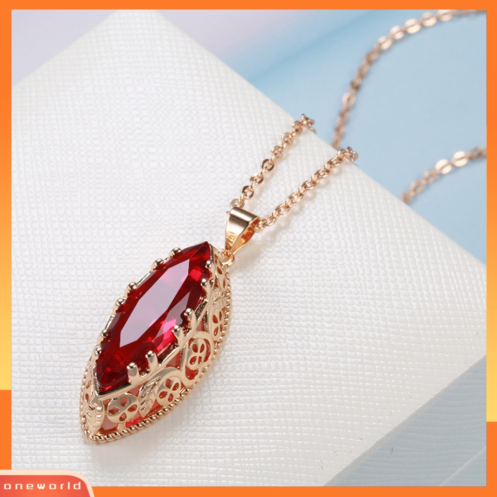 [EONE] 1set Kalung Anting Set Vintage Elegan Hollow Oval Liontin Adjustable Bright Luster Hias Hadiah Pengantin Wanita Faux Gemstone Menjuntai Kalung Anting Set Untuk Pesta