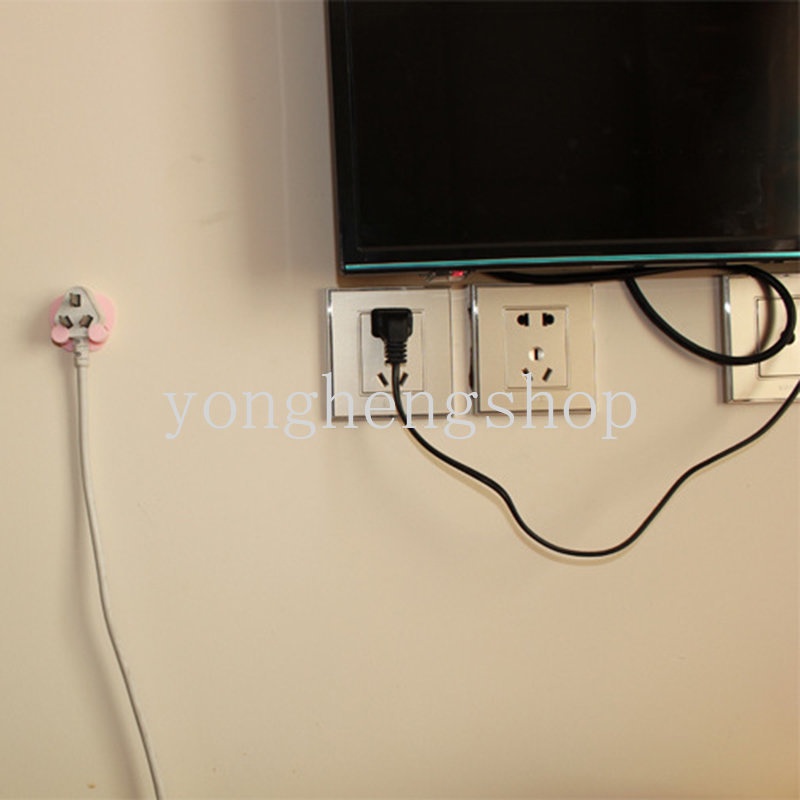 6pcs/set Lucu Apel Berbentuk Jamur Colokan Listrik Socket Hook Power Cord Holder Self-adhesive Bag Hanger Organizer Rumah Rak Penyimpanan Yang Dipasang Di Dinding