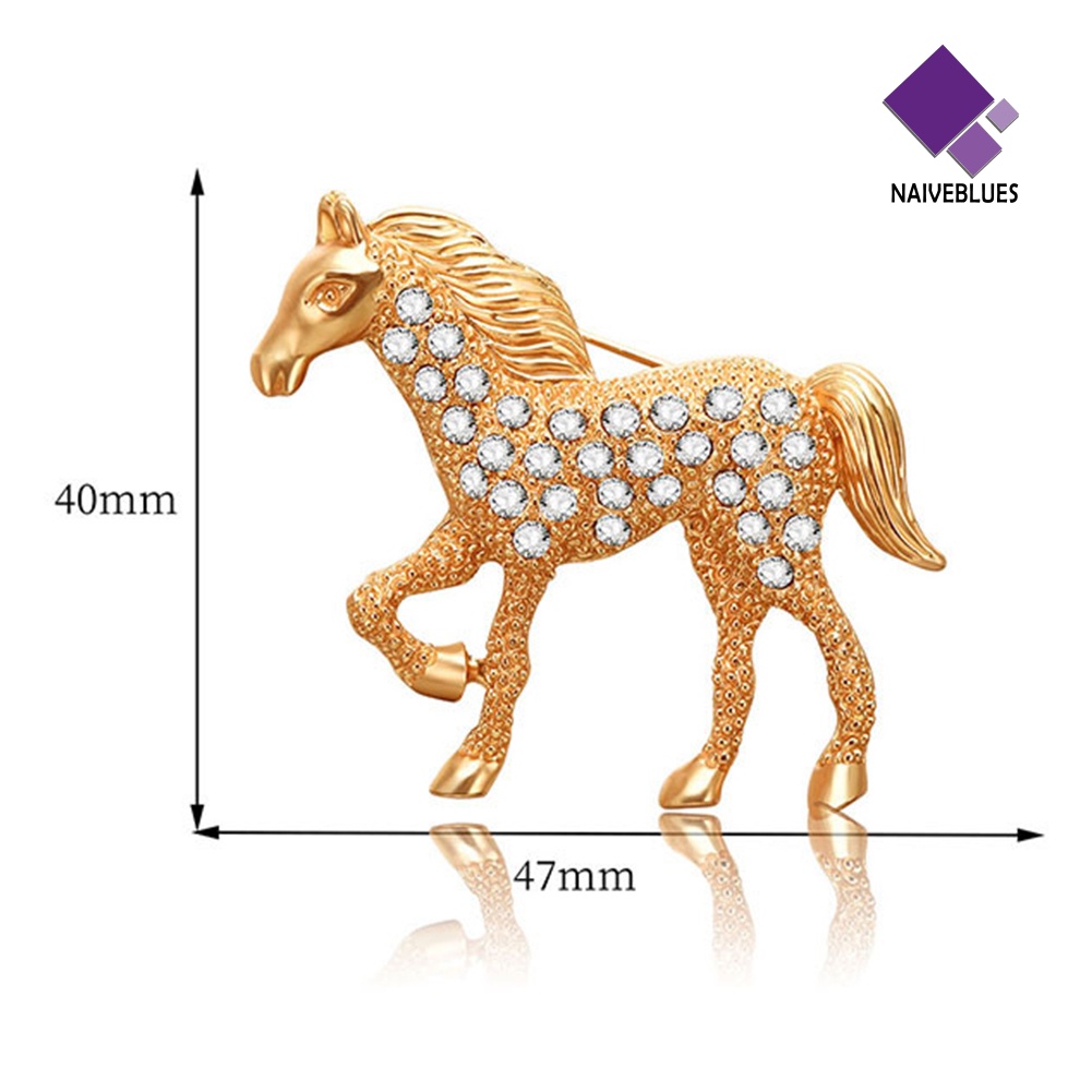 &lt; Naiveblues &gt; Pria Wanita Berlian Imitasi Hias Kuda Bros Pin Jas Cardigan Selendang