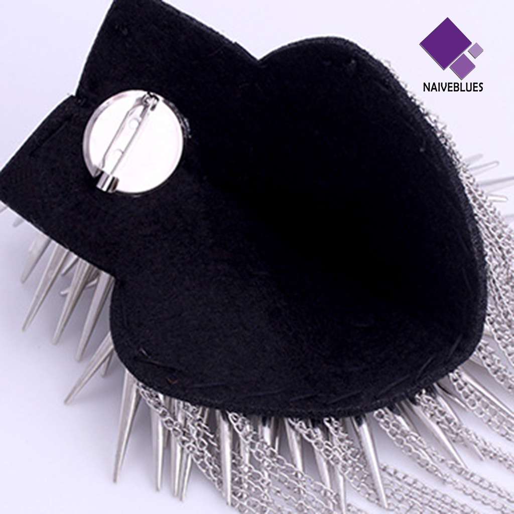 &lt; Naiveblues &gt; Bahu Epaulette Pin Hias Desain Dekorasi Panggung Gaya Fashion Rivet Rumbai Epaulette Untuk