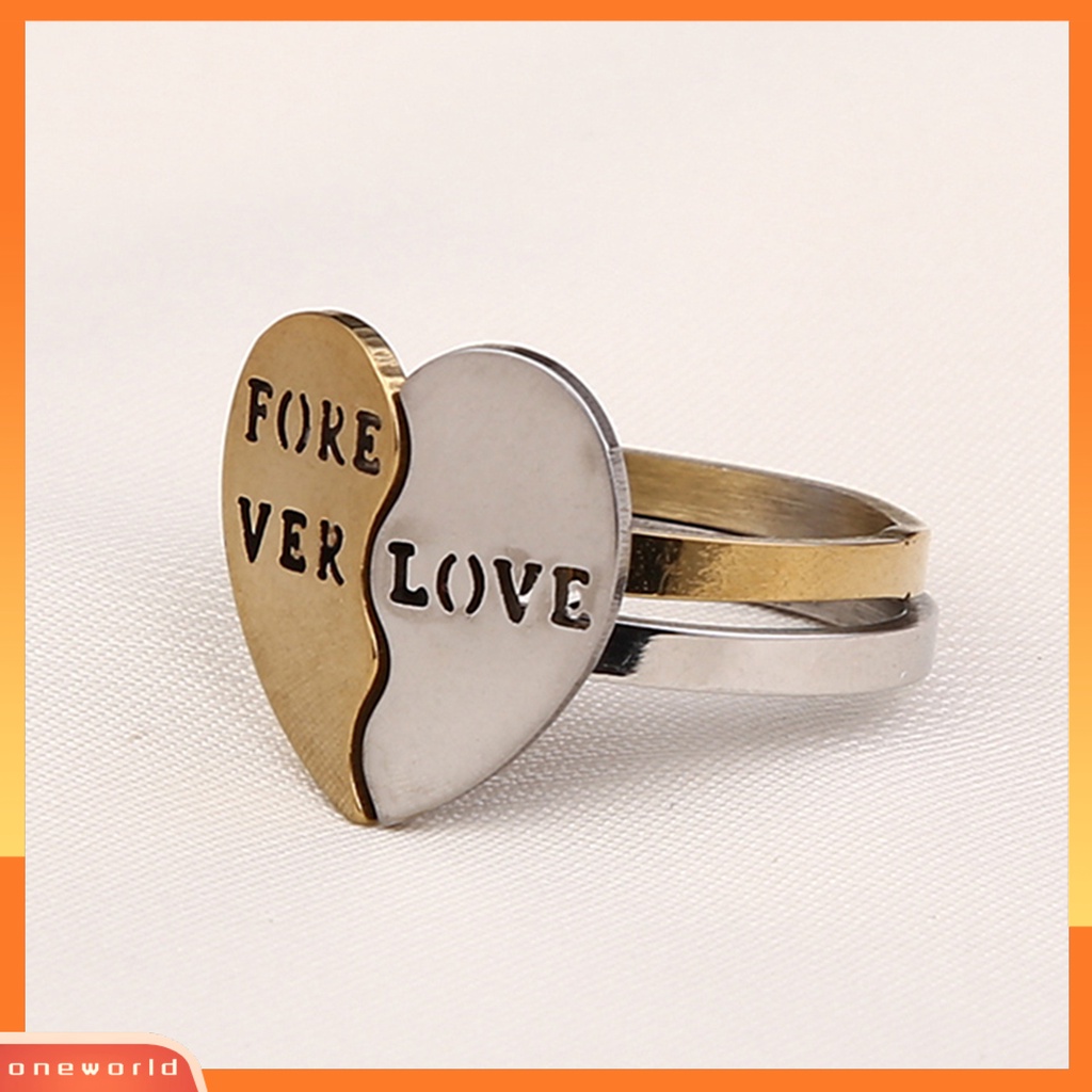 [EONE] 2pcs/set Fashion Cincin Paduan Indah Stackable Heart Decor Couple Ring Untuk Kehidupan Sehari-Hari