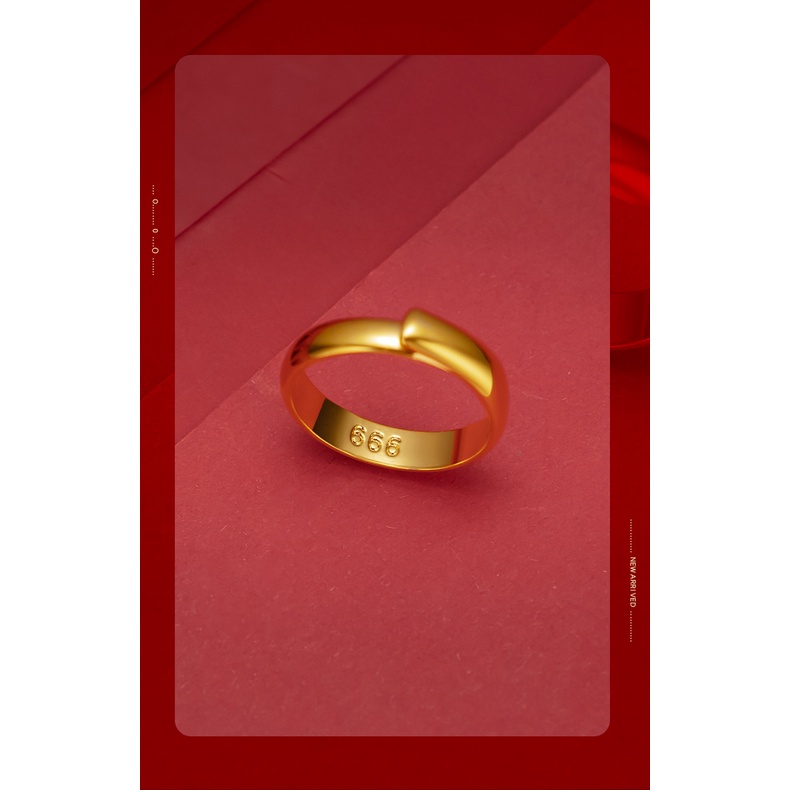 Goldkingdom Perhiasan Fashion 24K Bangkok Aksesoris Ready Stock Halus Band Band Band Unisex Lapis Emas Cincin Wajah Polos