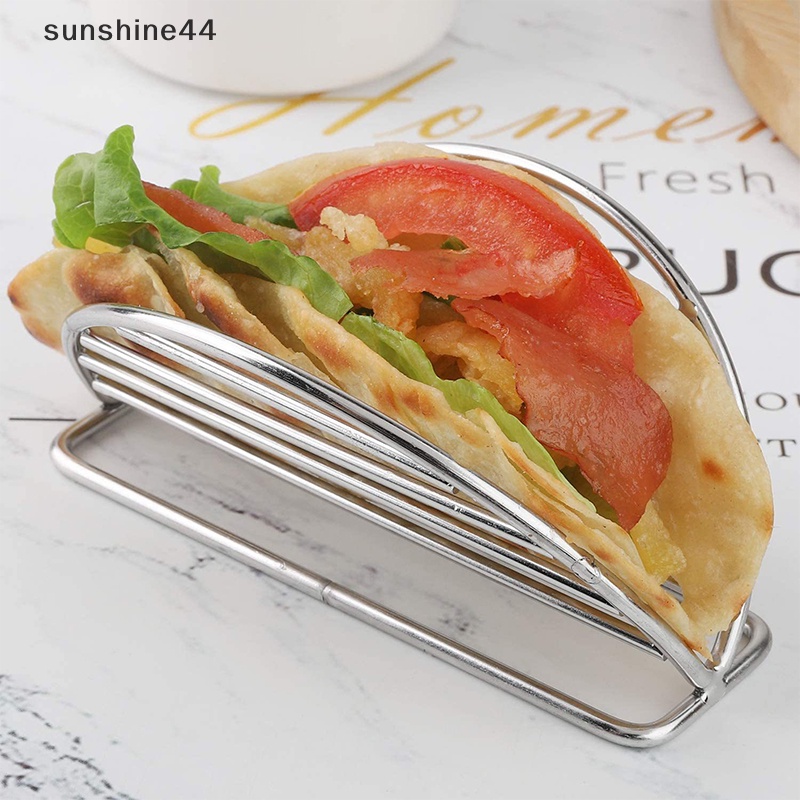 Sunshine 304tempat Taco Stainless Steel Bentuk Gelombang Makanan Meksi Stand Tray Rak Hard ID