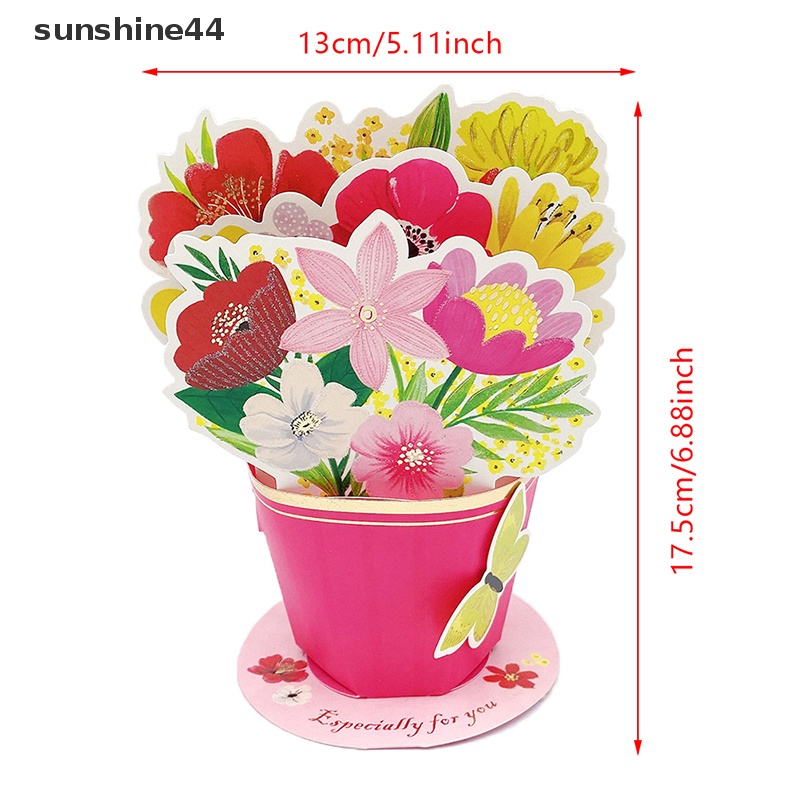 Sunshine 3D Greeg Card Bunga Floral Butterfly Ulang Tahun Ucapan Terima Kasih Bunda Famil ID