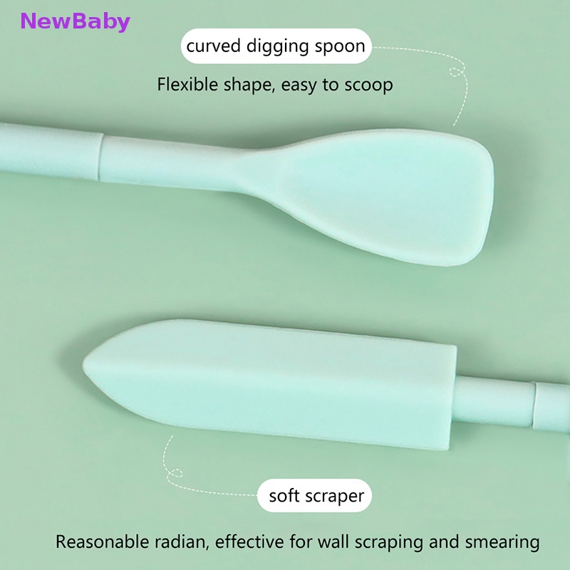 Newbaby 1Pcs Silikon Kepala Ganda Scraper Krim Kosmetik Scraper Set Alat Makeup ID