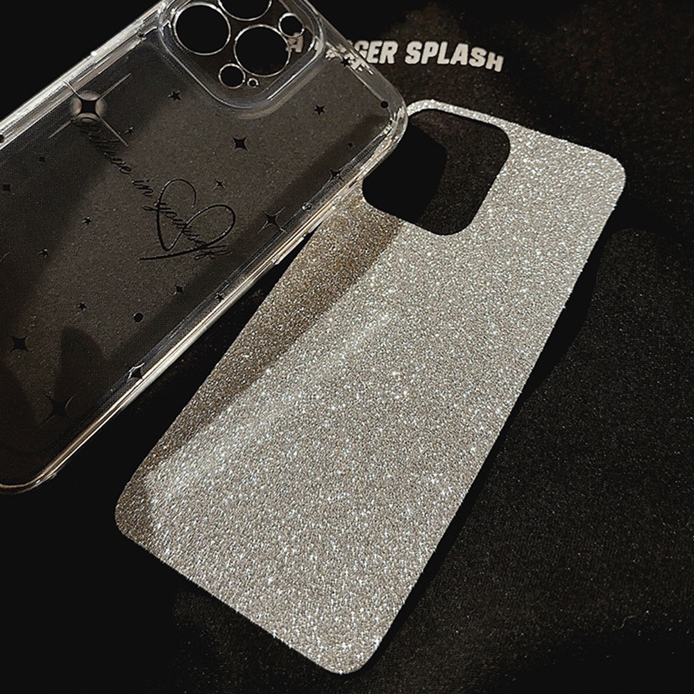 IPHONE Film Pelindung Belakang Glitter Perak Universal Untuk Iphone7 8 PLUS X XR XS 11 12 13 14 MINI PRO MAX SE 2020 Transparan Phone Case Cover