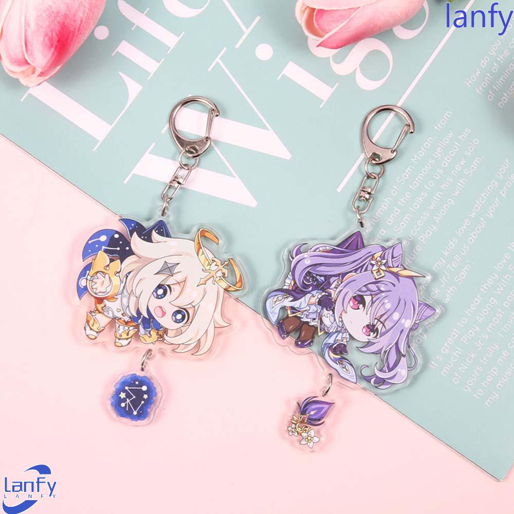 LANFY Cartoon Genshin Impact Creative Key Rings Keychain keqing Klee Hung Bag Pendant Diluc Venti Key Ring Holder