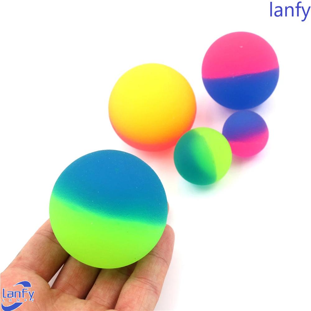 Lanfy 3pcs / Set Mainan Bola Pantul Bahan Karet Elastis Anti Stress Untuk Anak / Mandi / Outdoor