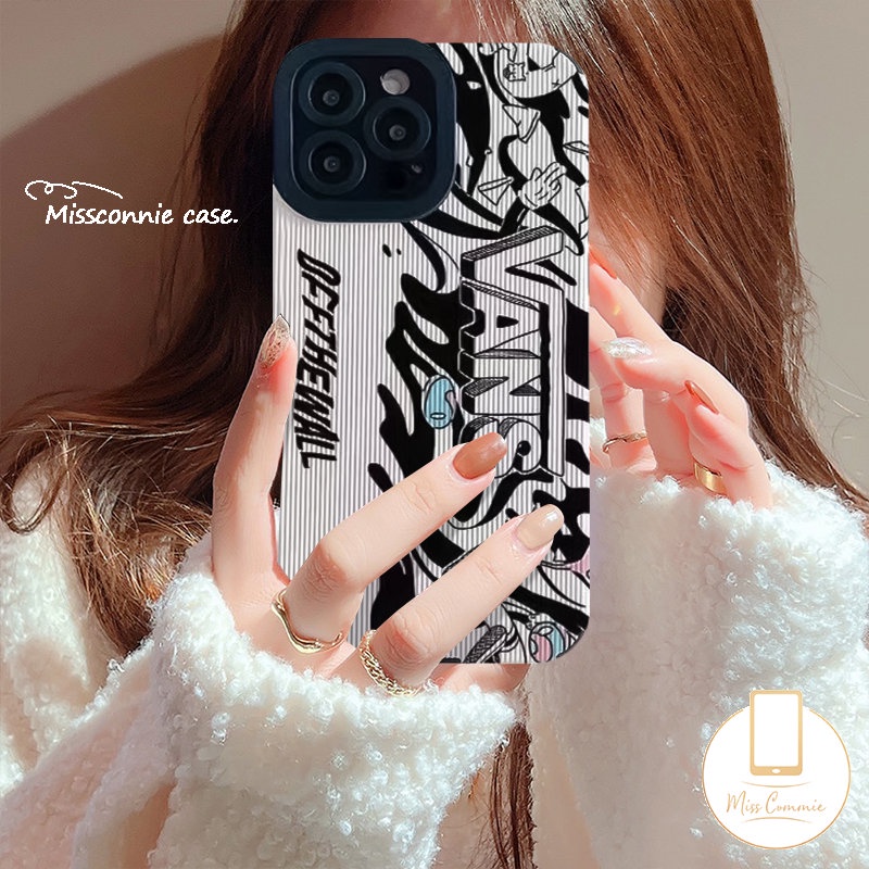 Kartun Anime M.ARVEL Case Kompatibel Untuk iPhone 7Plus 8Plus XR X XS Max11 14 12 13 Pro Max Trendi Merek V.ANS Mewah Tekstur Kulit Lembut Shockproof Back Cover
