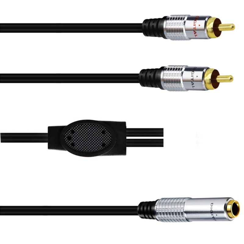 Cre Heavy Duty 6.35mm Female to 2RCA Female/Male Kabel Ekstensi Stereo Untuk Amplifier, Alat Rekam, Speaker