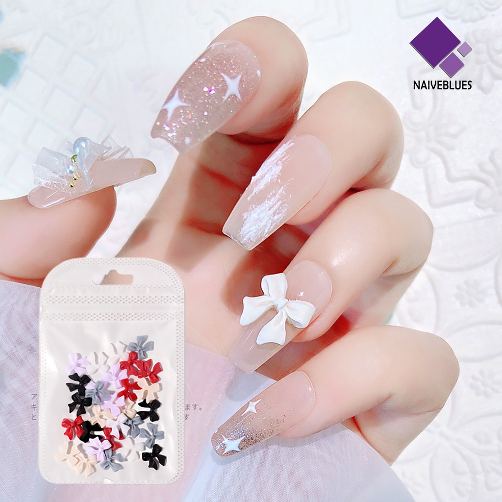 [naiveblues] 30pcs/set Kuku Busur Berlian Imitasi Mudah Ditempel 3D DIY Manicure Butterfly Untuk Kecantikan