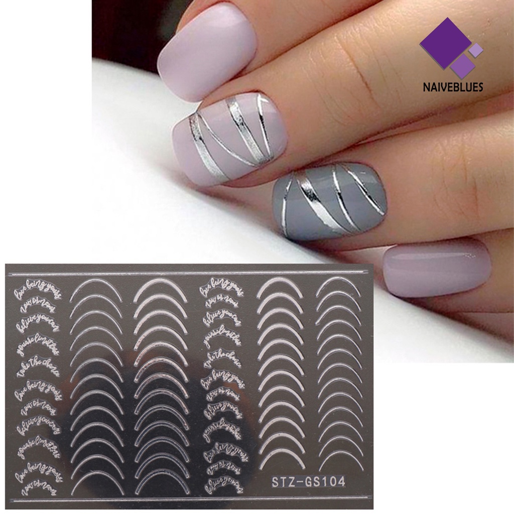 [naiveblues] Strip Kuku Bentuk Setengah Bulan Efek 3D Ultra Rose Gold Striping Desain Manicure