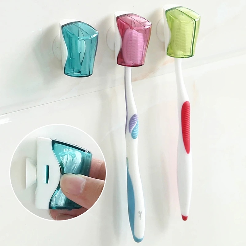 Suction Cup Toothbrush Cover/Rak Transparan Rak Tempel Dinding/Kotak Penyimpanan Sikat Gigi Travel