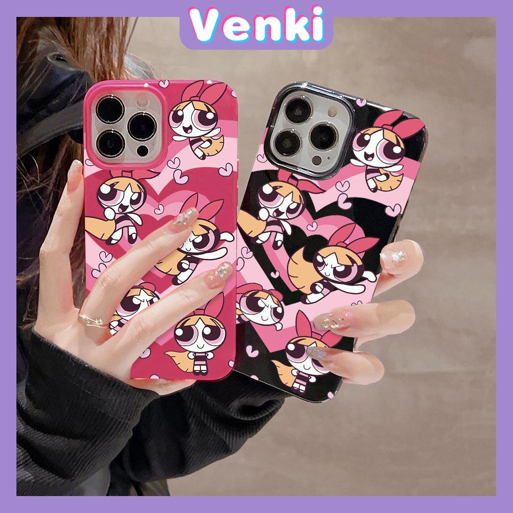 VENKI - For iPhone 11 iPhone Case Black Pink Cute Cartoon Glossy TPU Soft Shell Protection Shockproof Camera Compatible with iPhone14 13 Pro max 12 Pro Max xr xs max 7 8Plus