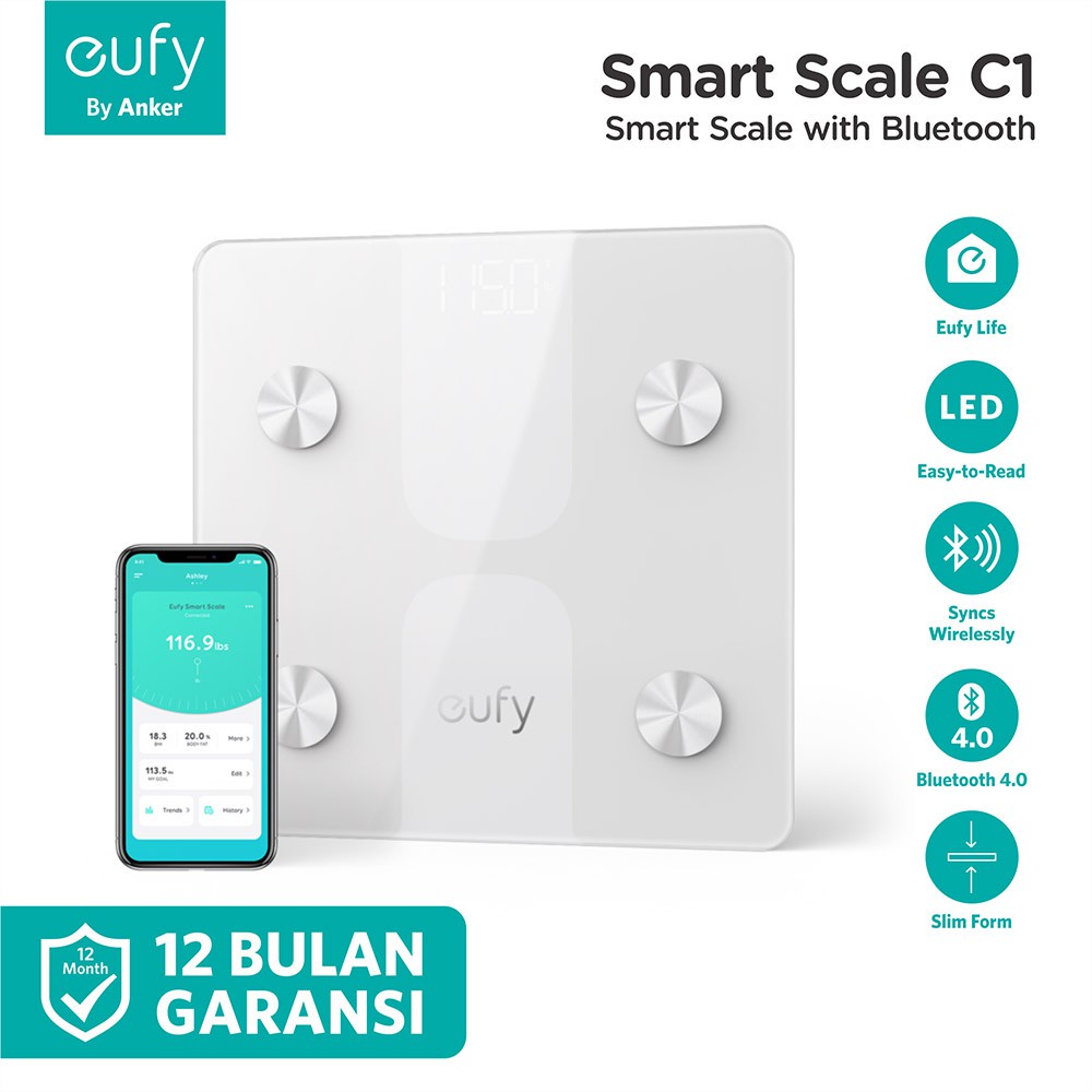 Eufy Smart Scale C1 (Timbangan Pintar) With Bluetooth T9146