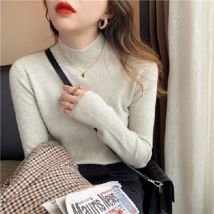 TELLY ➡️ BJ-006 Atasan Rajut Turtleneck Wanita Lengan Panjang Bahan Halus dan Adem | Iner Rajut Turtleneck