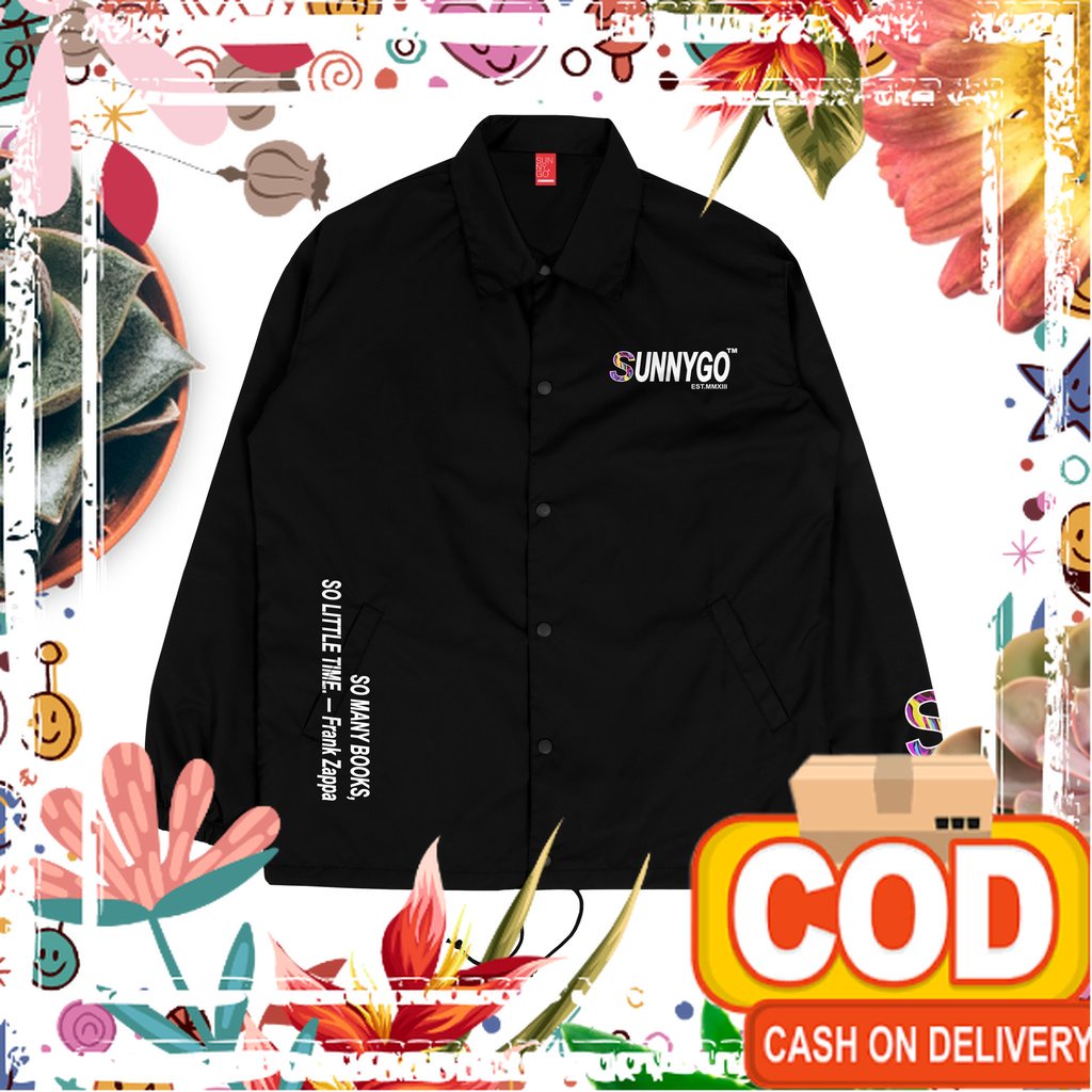 SunnyGo Jaket Coach Frank Zappa Original Desain SunnyGo Cowok Cewek Warna Hitam Premium // Jacket Co