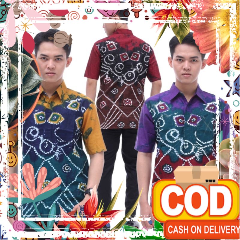 Atasan Batik Pria/Kemeja Lengan Pendek Motif Sasirangan Size M L XL/ Keren 2