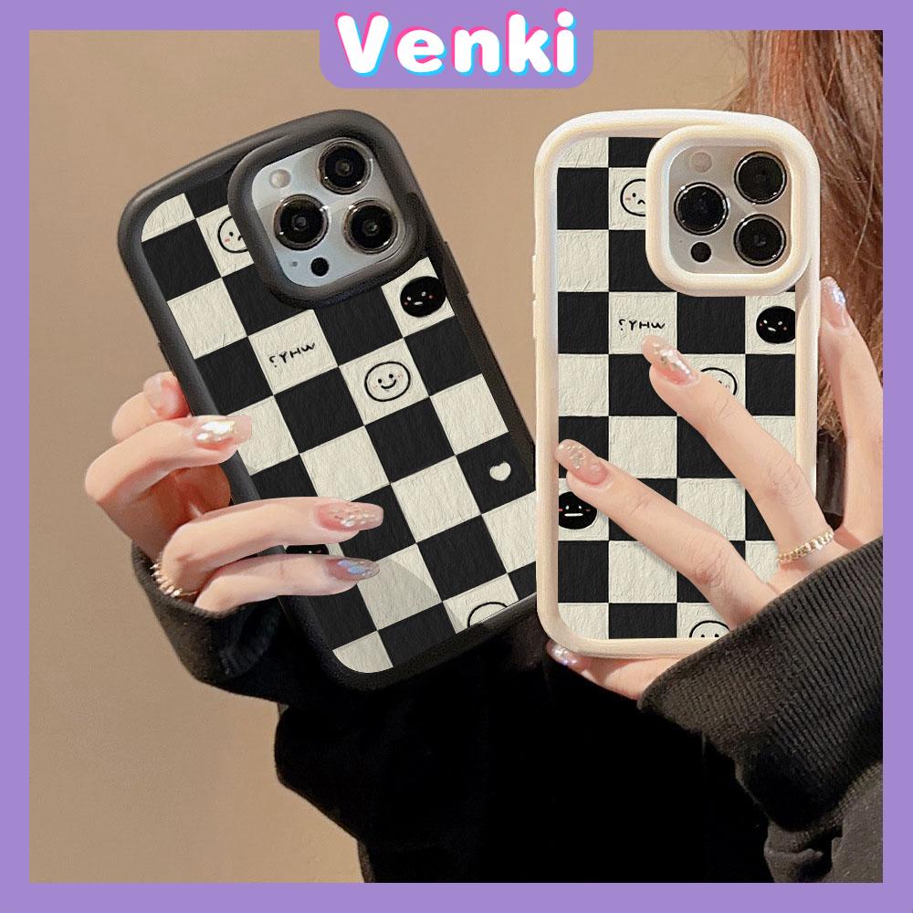 VENKI- For iPhone 11 iPhone Case Matte TPU Soft Case Black Beige Shockproof Protection Camera Smiley Chess Board Compatible with iPhone 14 13 Pro max 12 Pro Max 11 xr xs max 7Plus