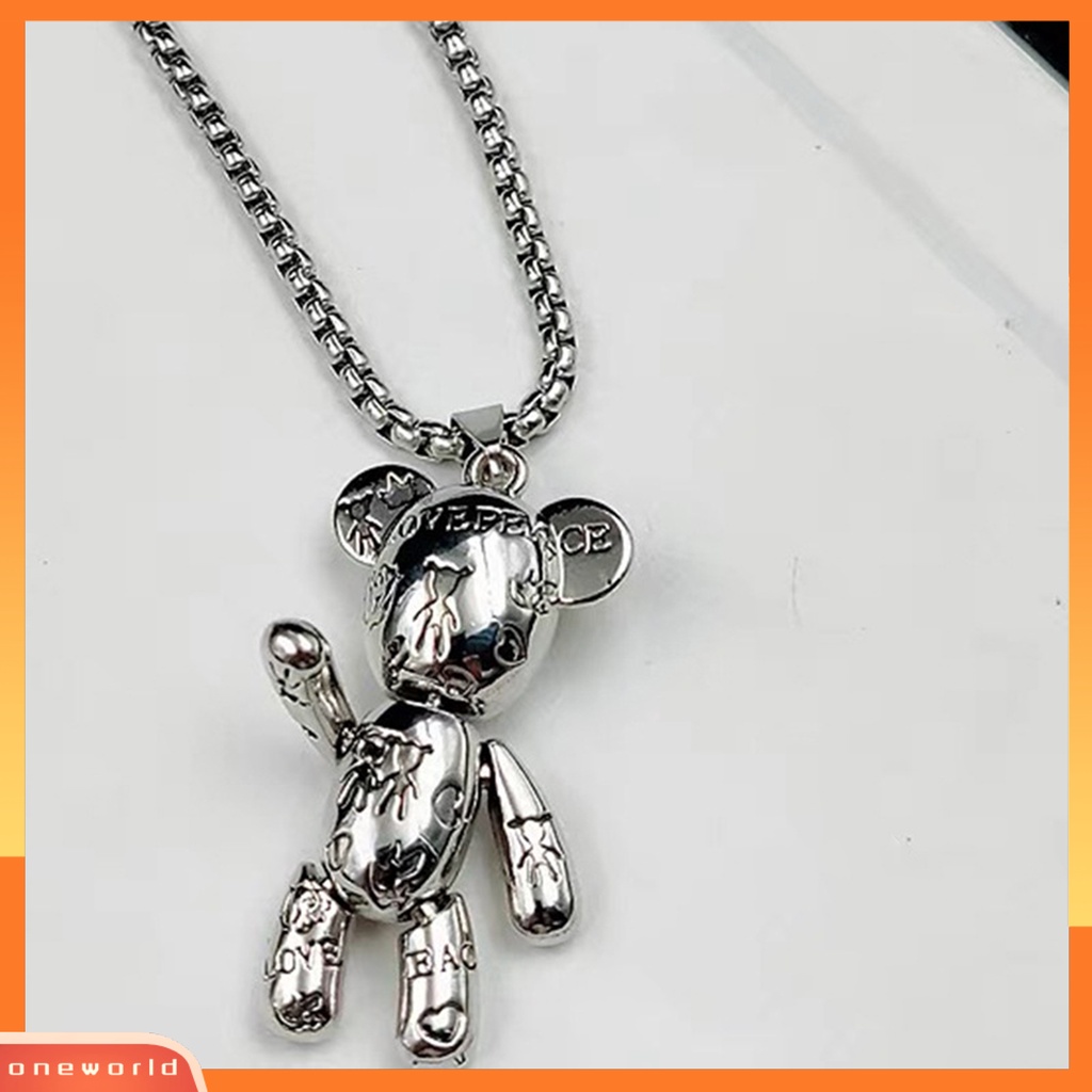 [EONE] Pria Kalung Hip Hop Punk Sendi Bergerak Hypoallergenic High Gloss Hadiah Fashion Perhiasan Robot Beruang Liontin Sweater Necklace Untuk Pesta