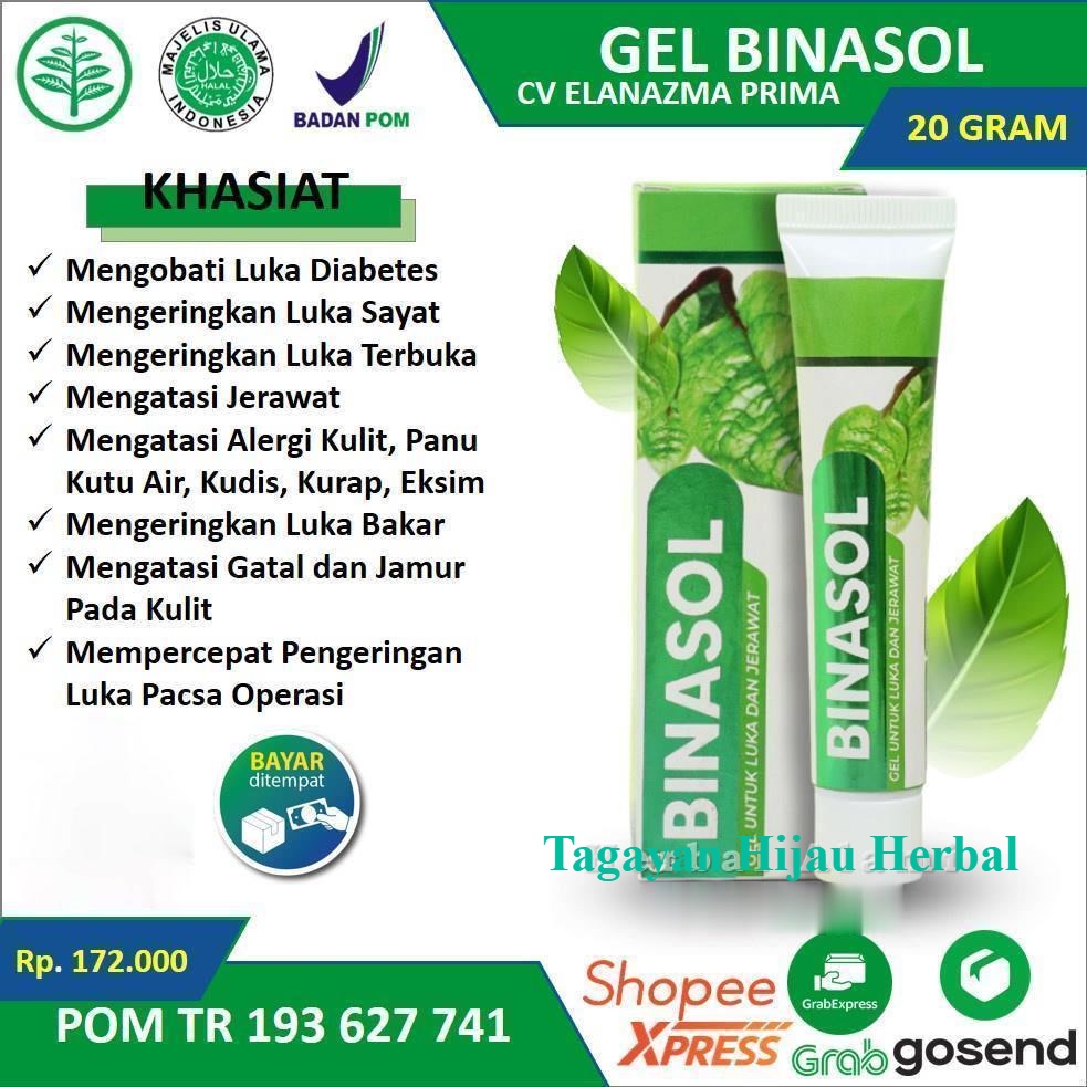 BINASOL Gel Obat Luka Menghilangkan Bekas Koreng Kulit Luar Terbuka Pasca Operasi Terbakar Diabetes 