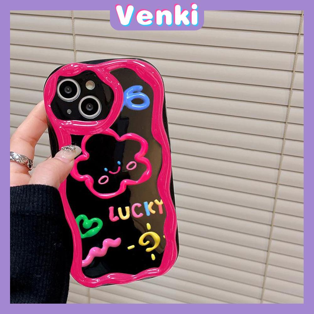 VENKI - For iPhone 11 iPhone Case 3D Curved Edge Wave Glossy Black TPU Airbag Shockproof Camera Cover Purple Bunny Compatible with iPhone 14 13 Pro max 12 Pro Max xr xs max 7Plus