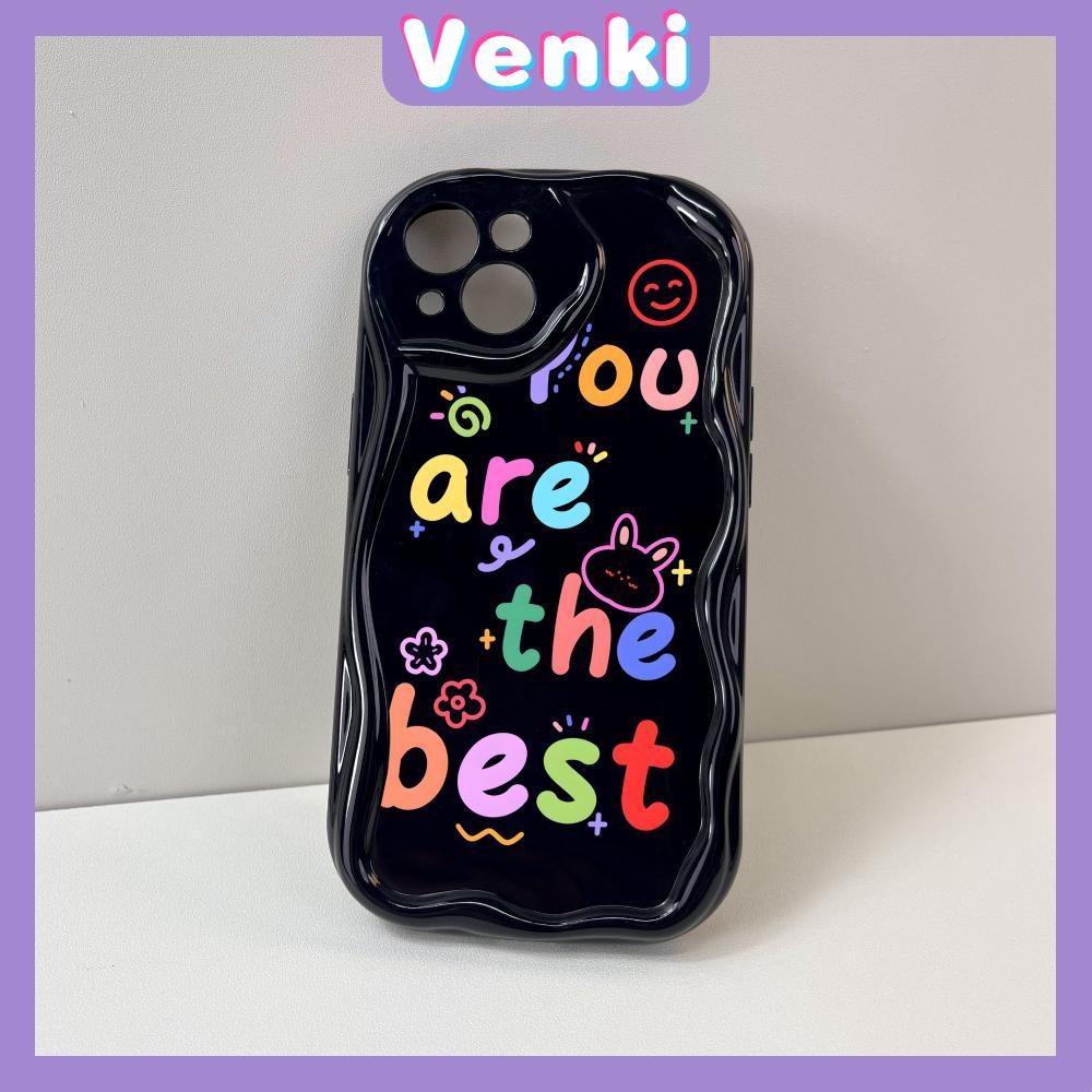 VENKI - For iPhone 11 iPhone Case 3D Curved Edge Wave TPU Airbag Shockproof Camera Cover Glossy Black Cute Compatible with iPhone 14 13 Pro max 12 Pro Max xr xs max 7Plus 8Plus