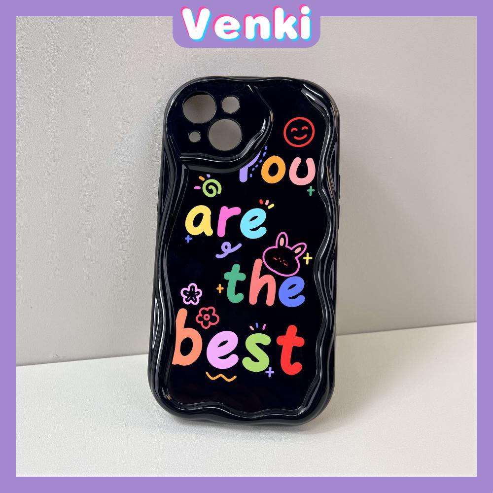 VENKI - For iPhone 11 iPhone Case 3D Curved Edge Wave TPU Airbag Shockproof Camera Cover Glossy Black Cute Compatible with iPhone 14 13 Pro max 12 Pro Max xr xs max 7Plus 8Plus