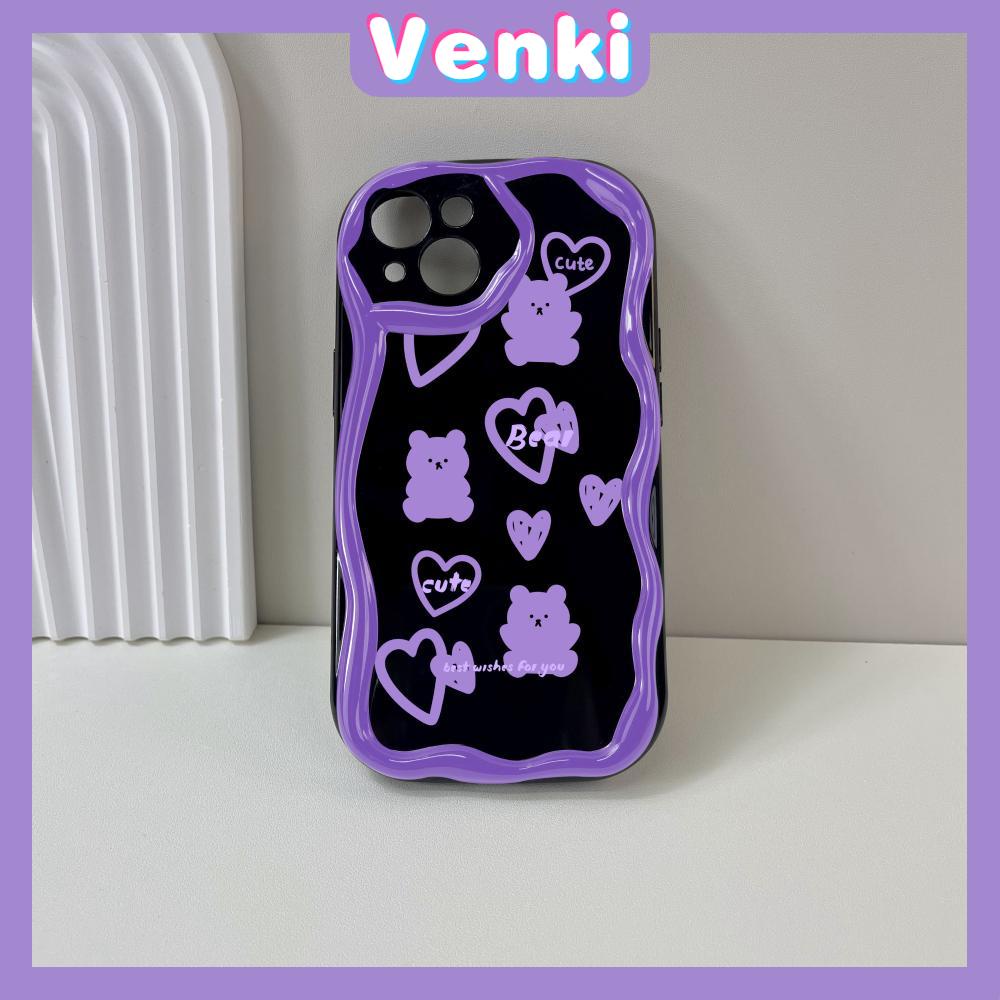 VENKI - For iPhone 11 iPhone Case 3D Curved Edge Wave Glossy Black TPU Airbag Shockproof Camera Cover Purple Bear Compatible with iPhone 14 13 Pro max 12 Pro Max xr xs max 7 8Plus