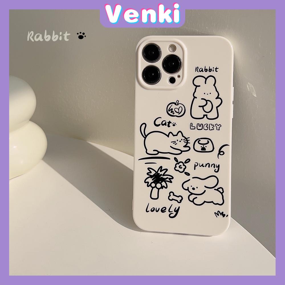 VENKI - For iPhone 11 iPhone Case White Glossy TPU Soft Shell Shockproof Camera Case Protection Stick Figure Animal Compatible with iPhone 14 13 Pro max 12 Pro Max xr xs max 7 8