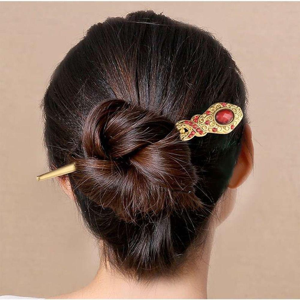 Mxbeauty Gaya Cina Jepit Rambut Retro Temperamen Perhiasan Fashion Alat Desain Rambut Hanfu Ornamen Alloy Gadis Jepit Rambut