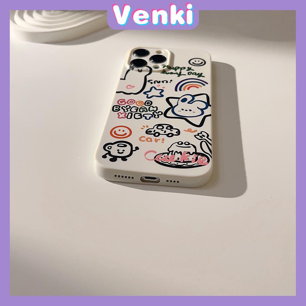 VENKI - For iPhone 11 iPhone Case White Glossy Film TPU Soft Case Shockproof Phase Cover Protective Cartoon Alphabet Compatible with iPhone 14 13 Pro max 12 Pro Max xr xs max 7 8