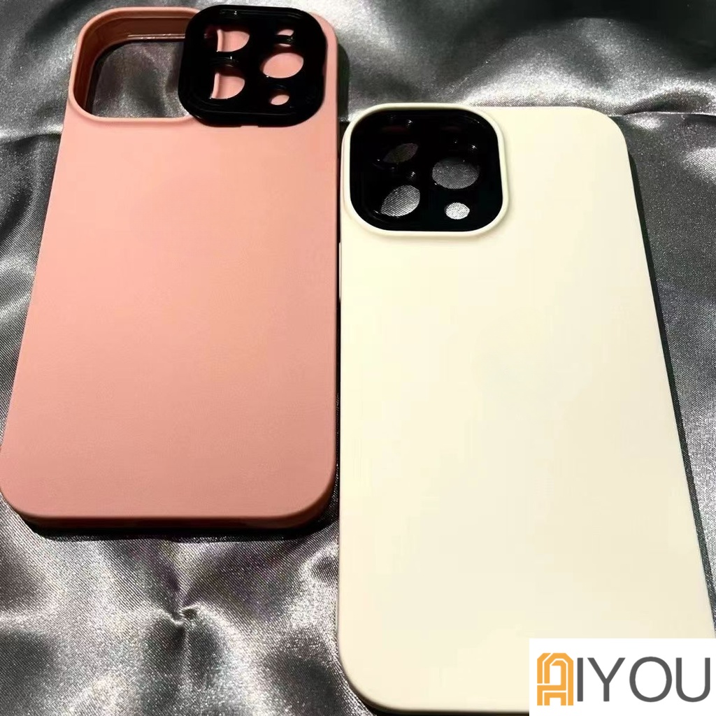 IPHONE Casing Ponsel 2in1 Warna Permen Matte Silikon Full Cover Pelindung Lensa Untuk Iphone14 13 12 11 Pro Max XR X Xs SE 8 7 Plus