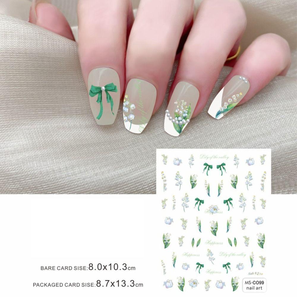 Agustina Stiker Kuku Equinox Bunga Dengan Lem Punggung Peach Blossom Bunga Sakura Nail Art Dekorasi